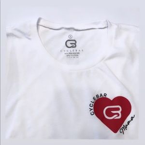 Cyclebar Mama white tank top with red logo • Small